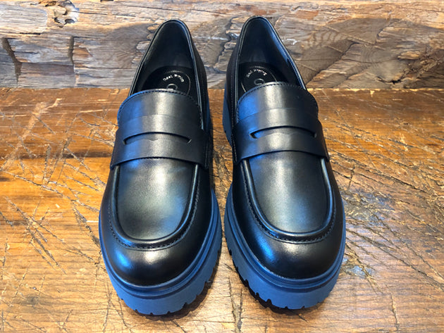 Gabor Women's Miley Loafer in Black Calf with Lightweight Platform Sole