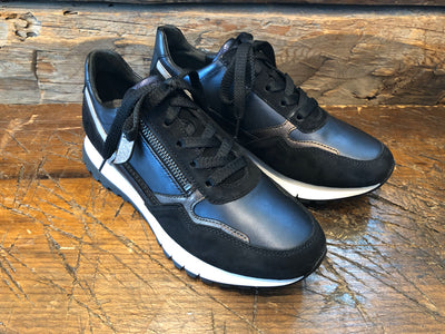 Gabor Gillian Women's Sneaker in Blue Leather Combo