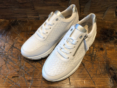 GABOR JUDI SNEAKER IN WHITE CALFSKIN WITH METALLIC TRIM