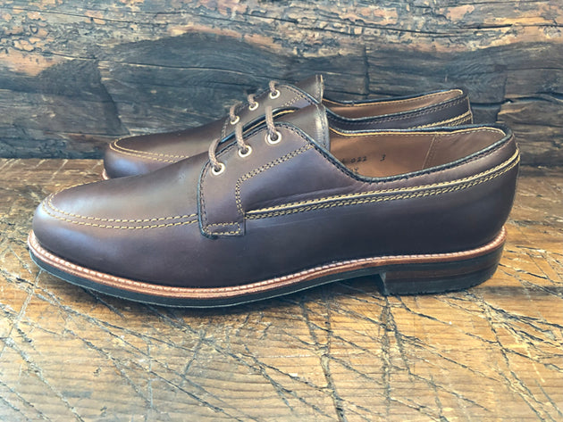Alden Rover Moc 3 Eyelit Tie in Brown Chromexcel Leather with a Leisure III Sole