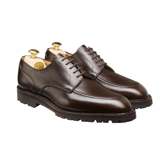 Crockett & Jones Denver Apron-Fronted Derby in Dark Brown Hatch Grain Hide