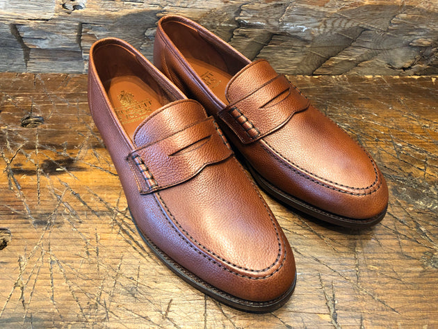 Crockett & Jones x O & D Seaton Unlined Penny in Tan Pebble Grain Calfskin