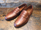 Crockett & Jones x O & D Seaton Unlined Penny in Tan Pebble Grain Calfskin