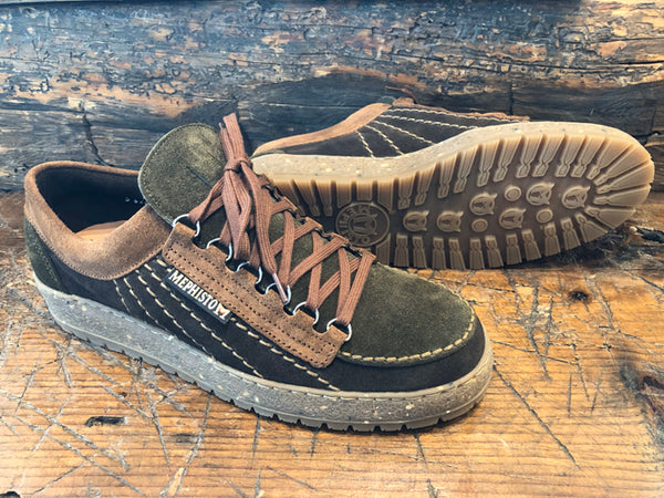 Mephisto Rainbow in Dark Brown, Olive and Mid-Brown Nubuck Leather