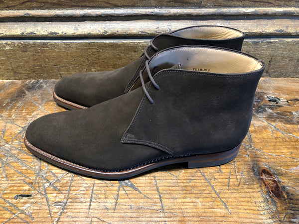 Crockett & Jones Tetbury Chukka in Dark Brown Suede with Dainite