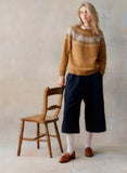Harley of Scotland Women's Glenugie Nep Fair Isle Yoke Crew Neck Sweater in Barra