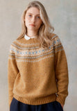Harley of Scotland Women's Glenugie Nep Fair Isle Yoke Crew Neck Sweater in Barra