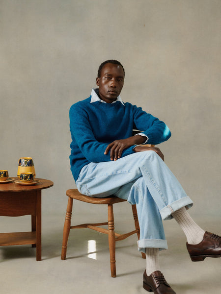 Harley of Scotland Men's Supersoft Wool Crew Neck Sweater in