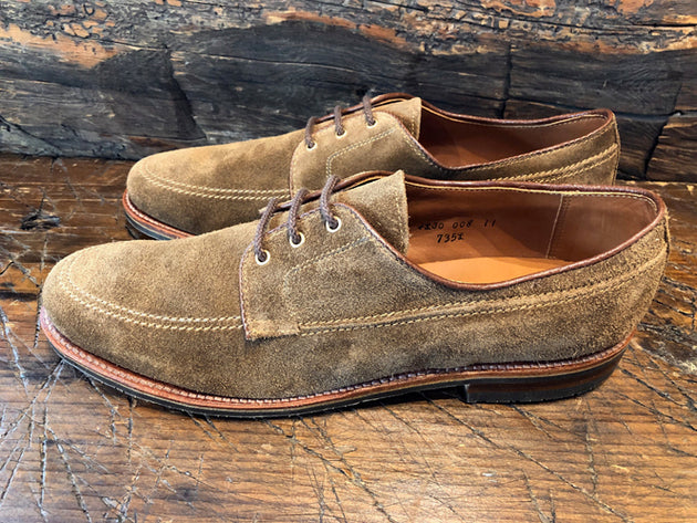 Alden Rover Moc 3 Eyelit Tie in Snuff Suede Leather with a Leisure III Sole