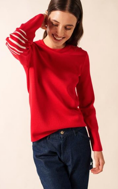 SAINT JAMES OF FRANCE WOMEN'S BREGANCON SAILOR SWEATER IN TULIPE