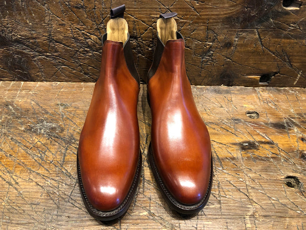 Crockett & Jones Chelsea 8 in Chestnut Burnished Calfskin with City Rubber Sole