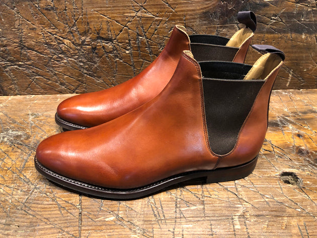 Crockett & Jones Chelsea 8 in Chestnut Burnished Calfskin with City Rubber Sole