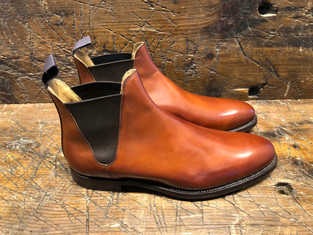 Crockett & Jones Chelsea 8 in Chestnut Burnished Calfskin with City Rubber Sole