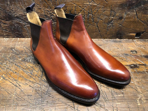 Crockett & Jones Chelsea 8 in Chestnut Burnished Calfskin with City Rubber Sole