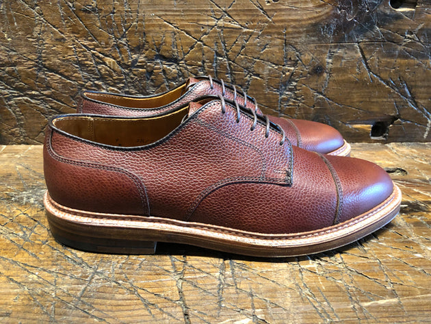 Alden x O & D Quincy Cap-Toe Blucher in Matte Finish Brown Scotch Grain Leather