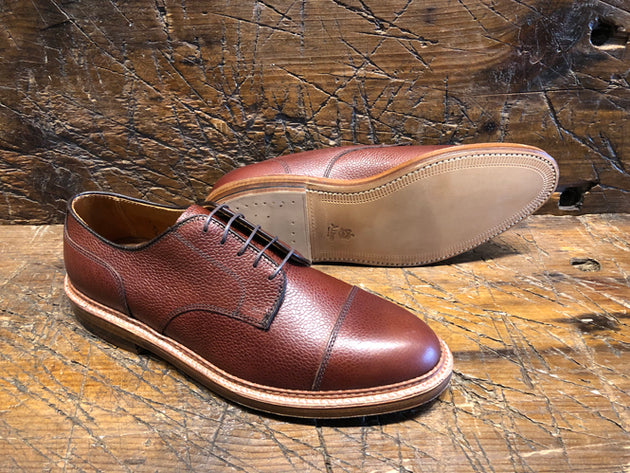 Alden x O & D Quincy Cap-Toe Blucher in Matte Finish Brown Scotch Grain Leather