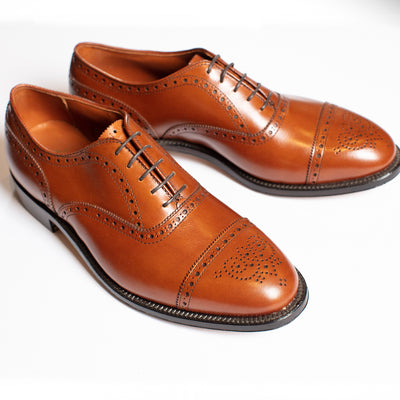 Alden Burnished Tan Cap Toe with Medallion