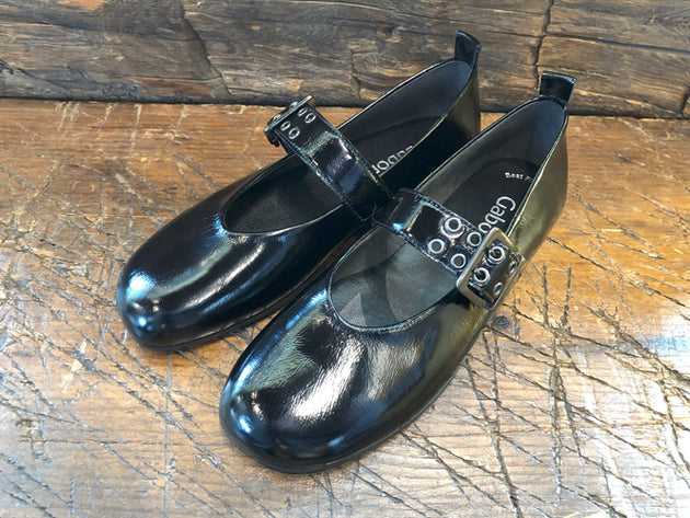 GABOR ELLISE MARY JANE FLAT IN BLACK PATENT LEATHER