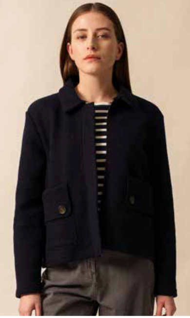 SAINT JAMES OF FRANCE COMBLOUX BOILED WOOL JACKET IN NAVY