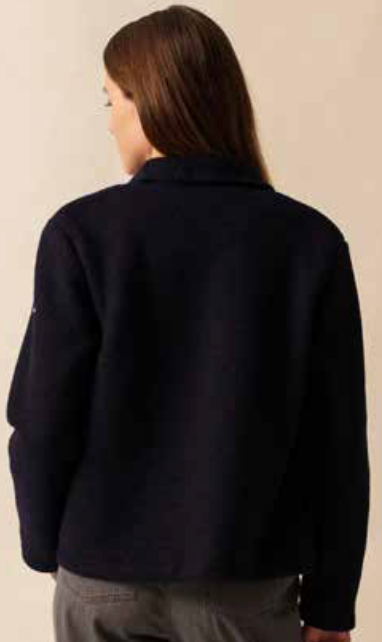 SAINT JAMES OF FRANCE COMBLOUX BOILED WOOL JACKET IN NAVY
