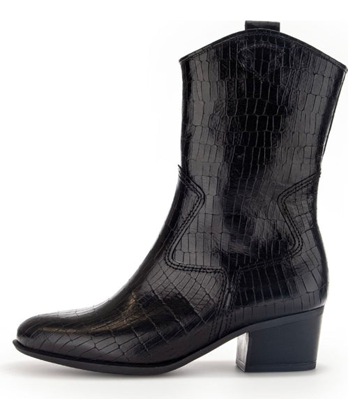 Gabor Women's Annie Boot in Croco-Print Black Leather