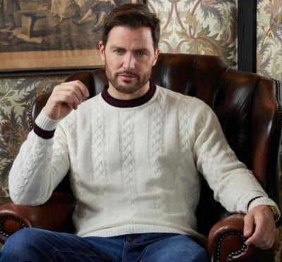 Alan Paine Men's Ardmore Cable & Bar Cricket Crew Neck Sweater