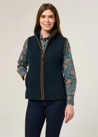 ALAN PAINE WOMEN'S AYLSHAM FLEECE WAISTCOAT IN DARK NAVY