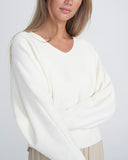 HOLEBROOK SWEDEN BARBRO V NECK KNIT SWEATER IN OFF WHITE