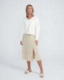 HOLEBROOK SWEDEN BARBRO V NECK KNIT SWEATER IN OFF WHITE
