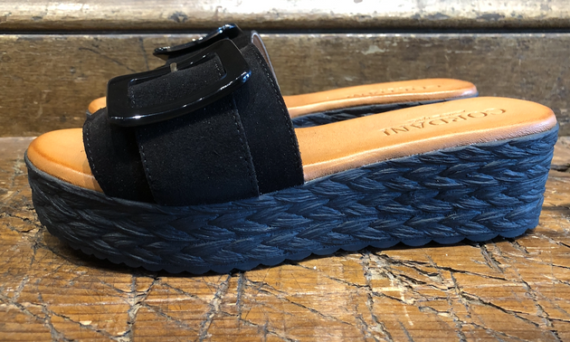 CORDANI BECKETT PLATFORM SANDAL IN BLACK SUEDE