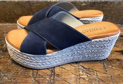 CORDANI BELLA PLATFORM SANDAL IN NAVY SUEDE