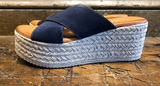 CORDANI BELLA PLATFORM SANDAL IN NAVY SUEDE