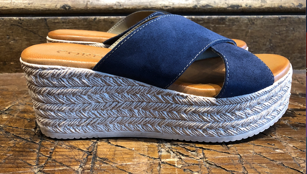 CORDANI BELLA PLATFORM SANDAL IN NAVY SUEDE
