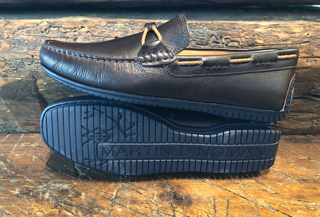 Martin Dingman Bermuda Braid Slip-On in Espresso Grain Leather