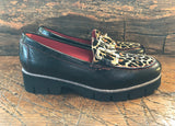 DI CHEZNO BIT LOAFER IN BLACK CALFSKIN WITH LEOPARD PRINT