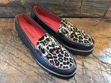 DI CHEZNO BIT LOAFER IN BLACK CALFSKIN WITH LEOPARD PRINT