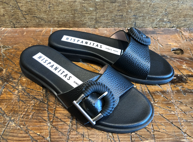 HISPANITAS BOLERO SANDAL IN BLACK CALFSKIN