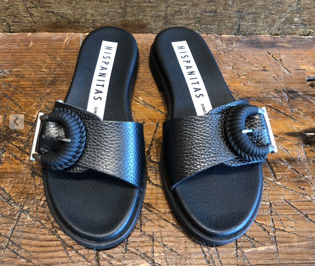 HISPANITAS BOLERO SANDAL IN BLACK CALFSKIN