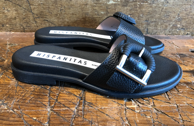 HISPANITAS BOLERO SANDAL IN BLACK CALFSKIN