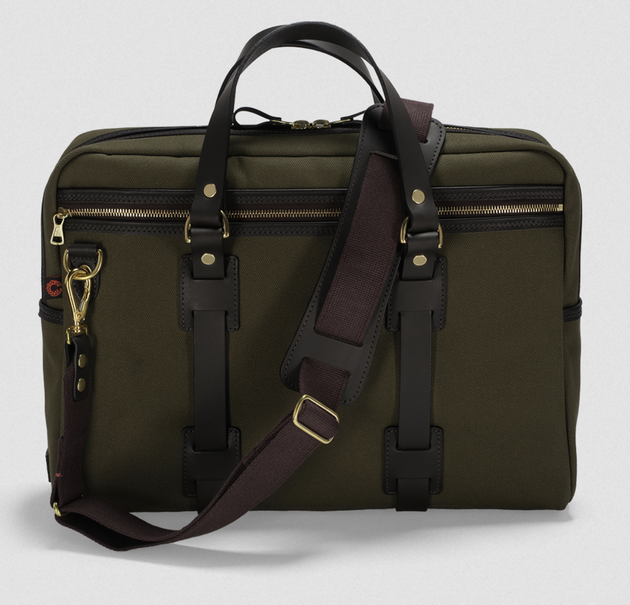 CROOTS LTD ENGLISH LAPTOP BAG IN OLIVE BRITISH TWILL