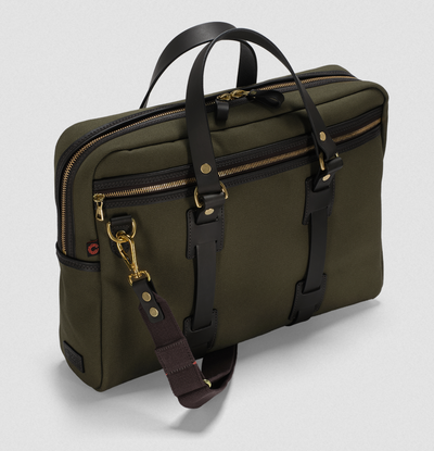 CROOTS LTD ENGLISH LAPTOP BAG IN OLIVE BRITISH TWILL