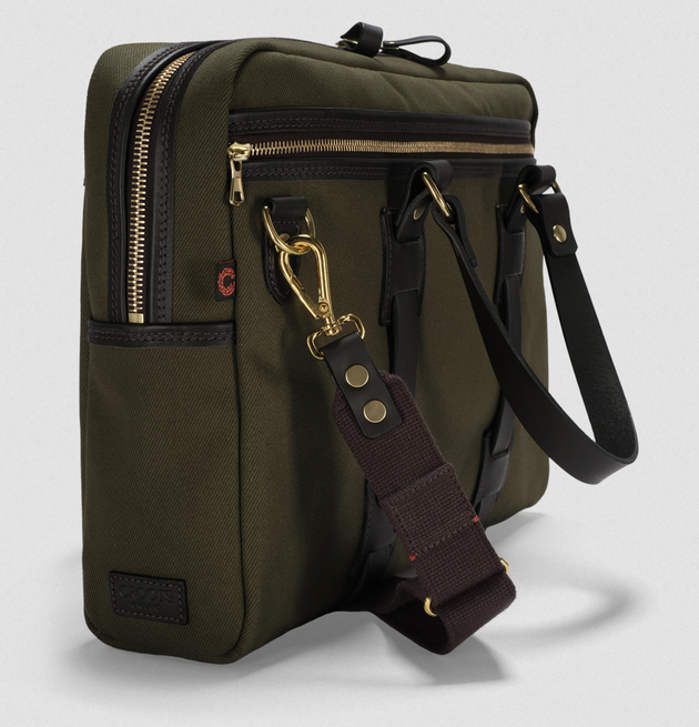 CROOTS LTD ENGLISH LAPTOP BAG IN OLIVE BRITISH TWILL