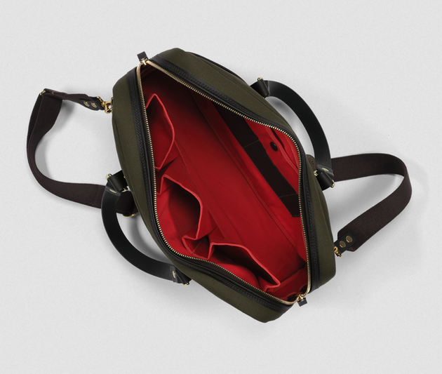 CROOTS LTD ENGLISH LAPTOP BAG IN OLIVE BRITISH TWILL