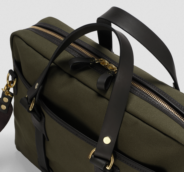 CROOTS LTD ENGLISH LAPTOP BAG IN OLIVE BRITISH TWILL