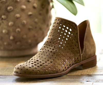 CORDANI BURKE LASER CUT BOOTIE IN WHISKEY SUEDE