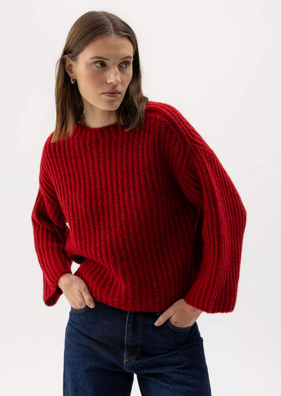 HOLEBROOK SWEDEN CAJSA SWEATER IN RUBY