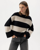 HOLEBROOK SWEDEN CAJSA SWEATER IN BLACK WITH SANDSTONE