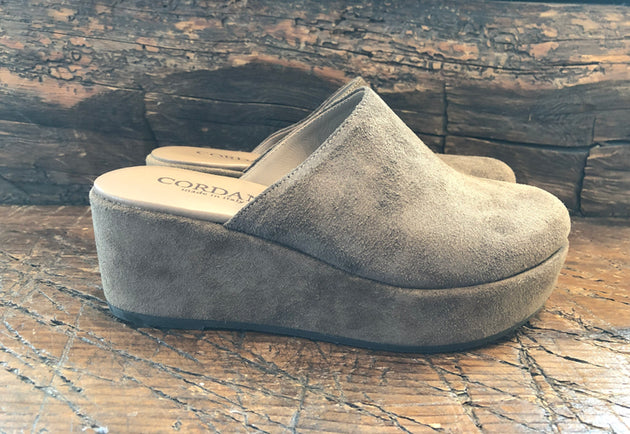 CORDANI CAMRYN PLATFORM SLIP-ON IN FANGO SUEDE LEATHER