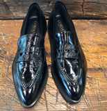 CORDANI ADRIAN PENNY LOAFER IN BLACK PATENT LEATHER