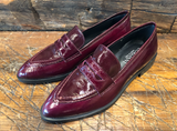 CORDANI ADRIAN PENNY LOAFER IN EGGPLANT PATENT LEATHER